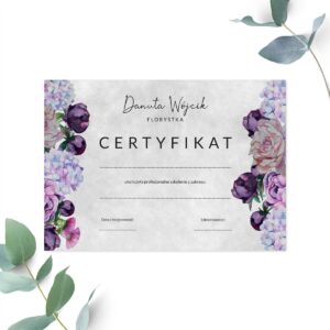 certyfikat ukończenia warsztatów florystycznych