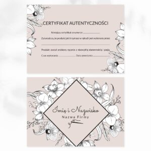 Certyfikat autentyczności do pracowni sukni ślubnych