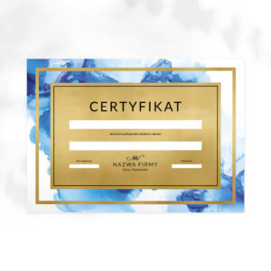 certyfikaty na warsztaty niebieska akwarela