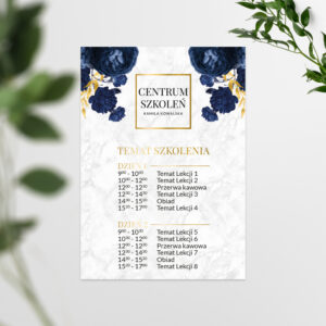 plakaty z harmonogramem szkolenia granatowe kwiaty