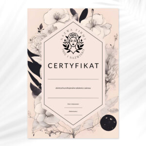 certyfikaty na szkolenia logo kobieta z kwiatami we włosach