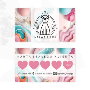 różowa karta stałego klienta z sukienką